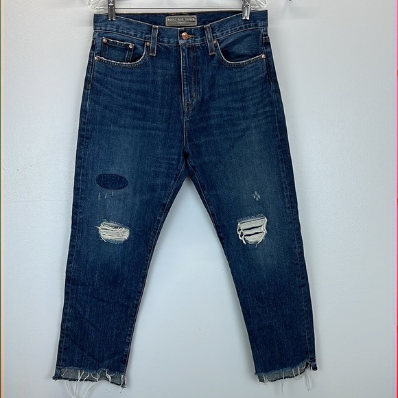 ⭐️Point Sur Shoreditch Straight Leg Raw Hem Denim Jeans patch distressed sz 29 - Picture 2 of 11